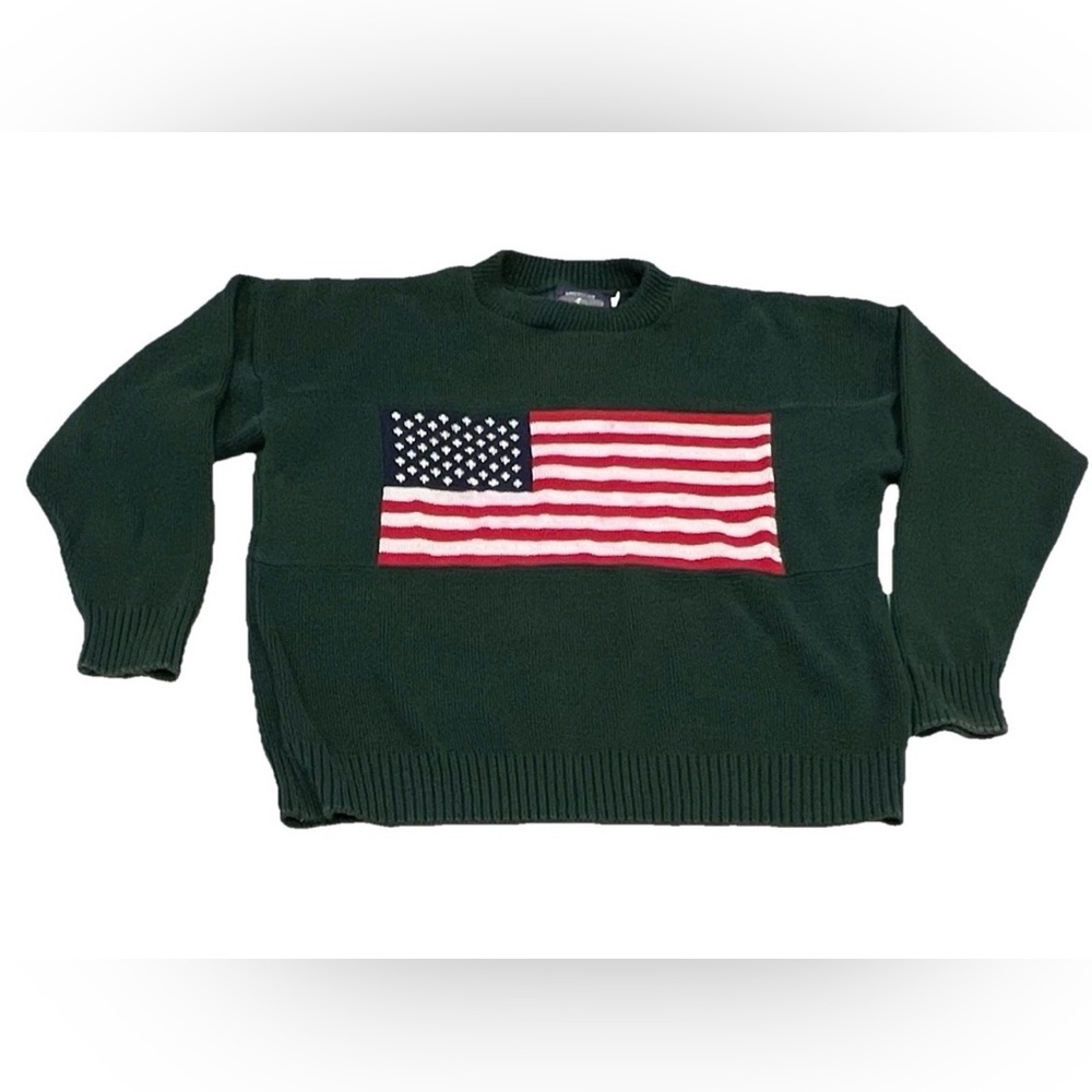 American Creations Vintage Patriotic USA Flag Knit Sweater Men’s XL Made in USA